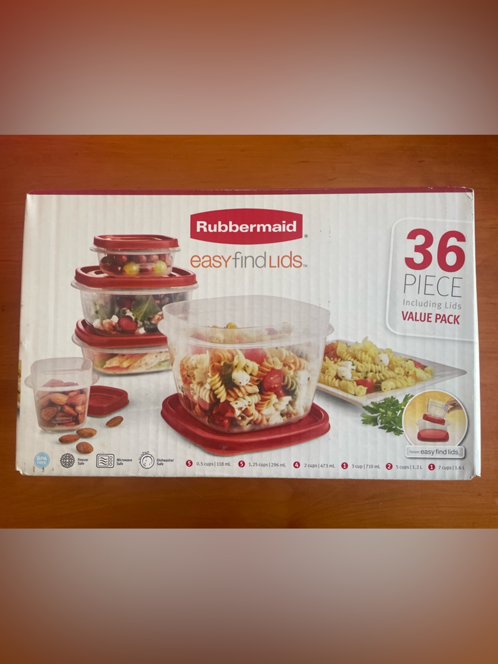 Rubbermaid Food Storage Set with Red Lids - 36 Piece